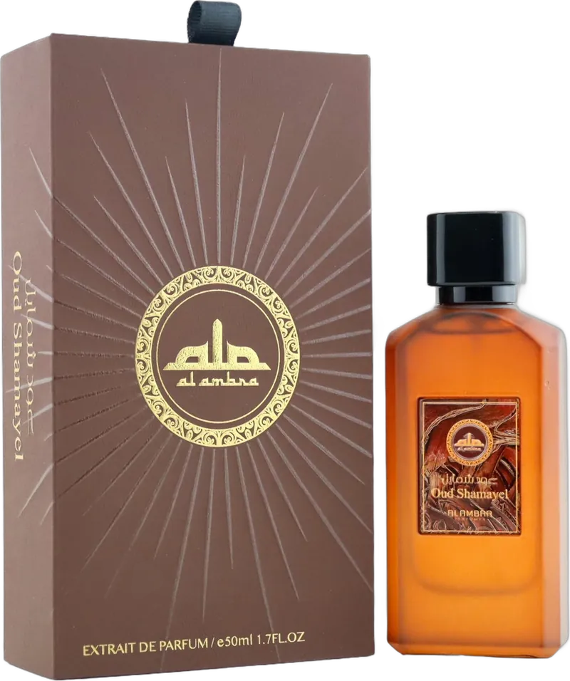 Al Ambra Oud Shamayel Flasche und Verpackung